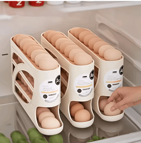 Rolling Egg Dispenser Rack – Automatic Rolling Egg Holder for Refrigerator & Kitchen Storage
