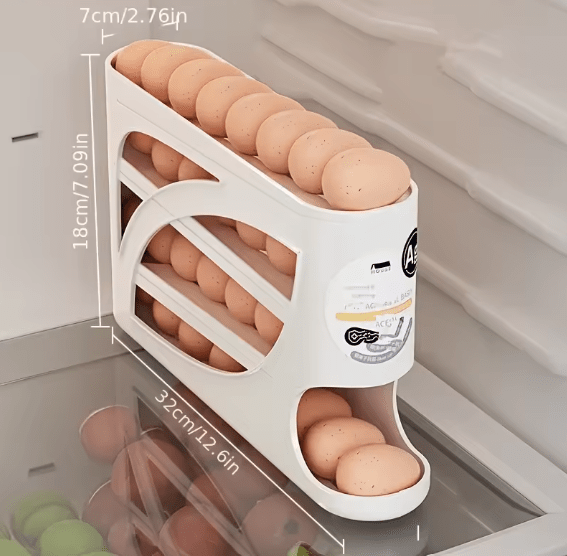 Rolling Egg Dispenser Rack – Automatic Rolling Egg Holder for Refrigerator & Kitchen Storage